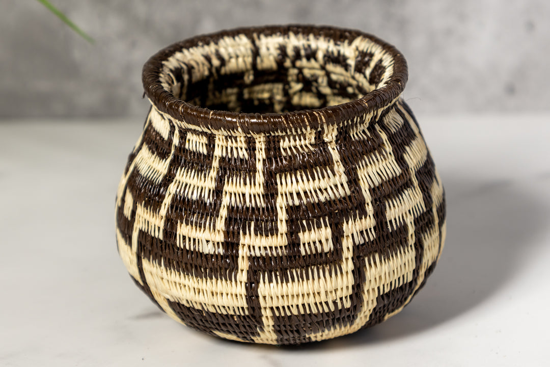 Black And White Staircase Woven Basket