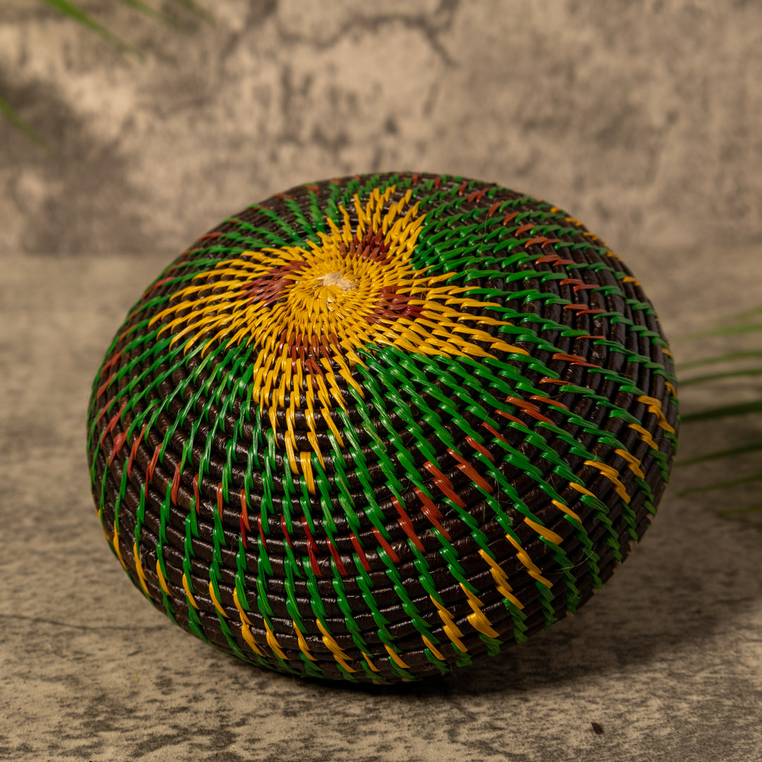 Amazonian Mosaic Rainforest Basket With Top