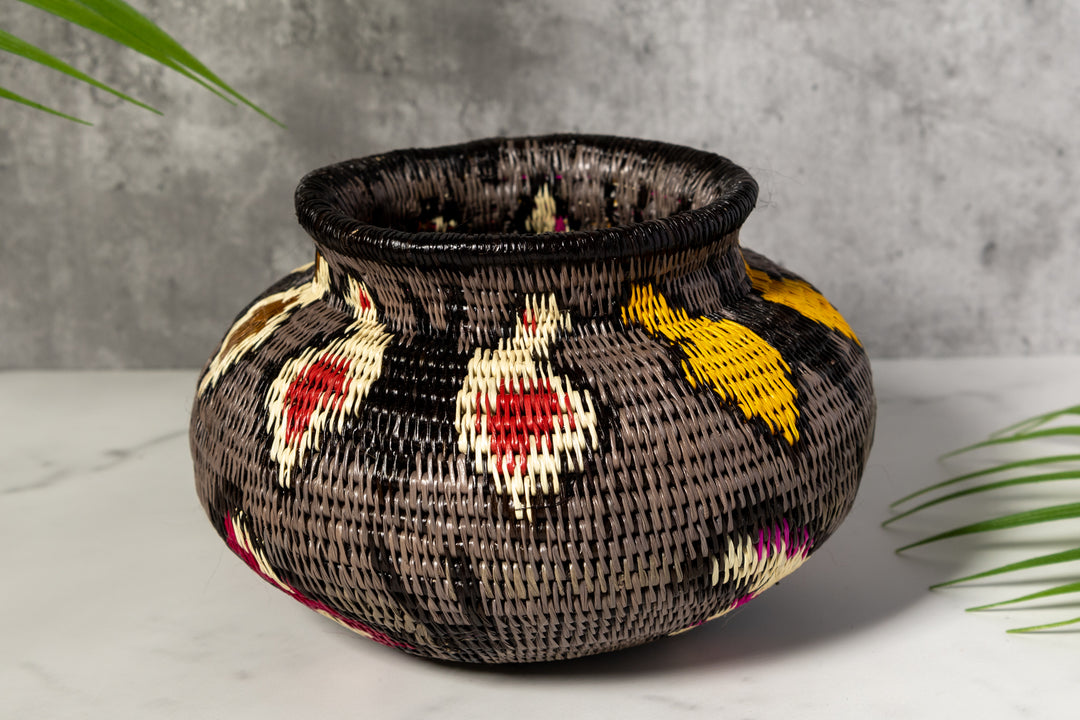 Gray With Multiple Butterflies Woven Basket