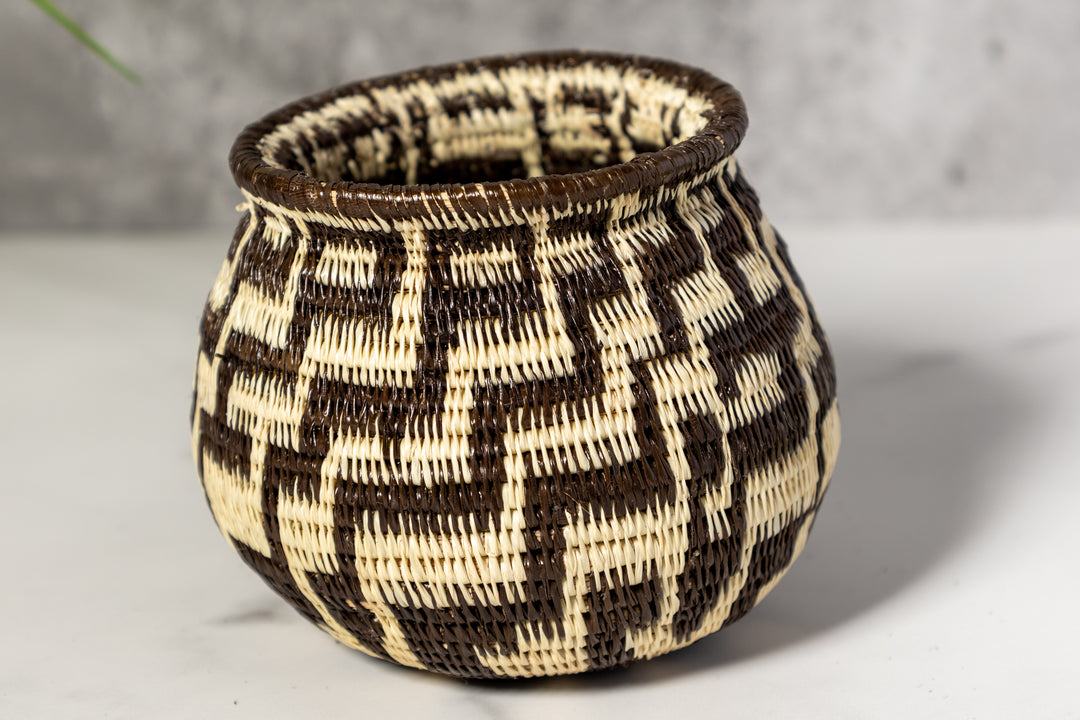 Black And White Staircase Woven Basket