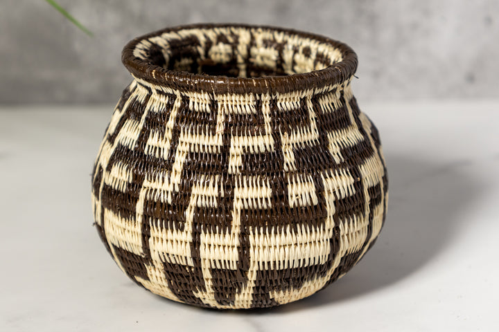 Black And White Staircase Woven Basket