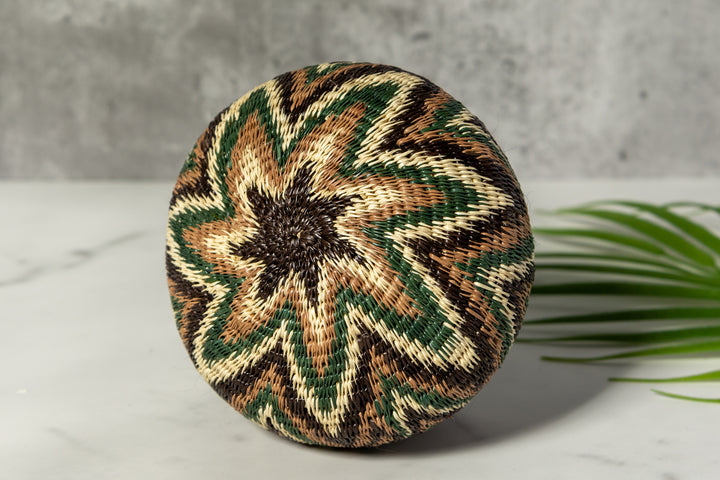 Green Star Pattern Woven Basket