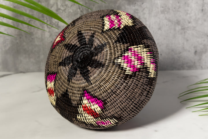 Gray With Multiple Butterflies Woven Basket