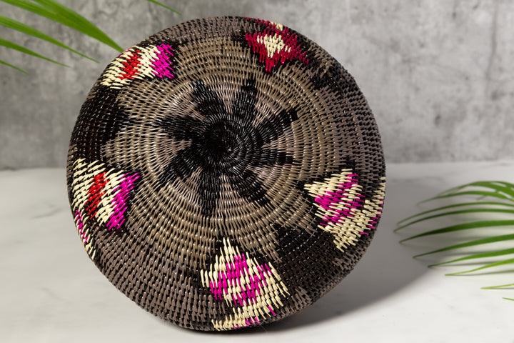 Gray With Multiple Butterflies Woven Basket