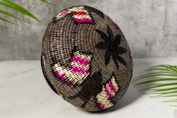 Gray With Multiple Butterflies Woven Basket