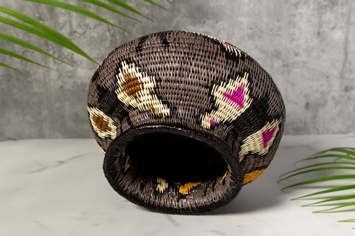 Gray With Multiple Butterflies Woven Basket