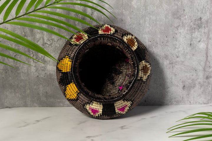 Gray With Multiple Butterflies Woven Basket