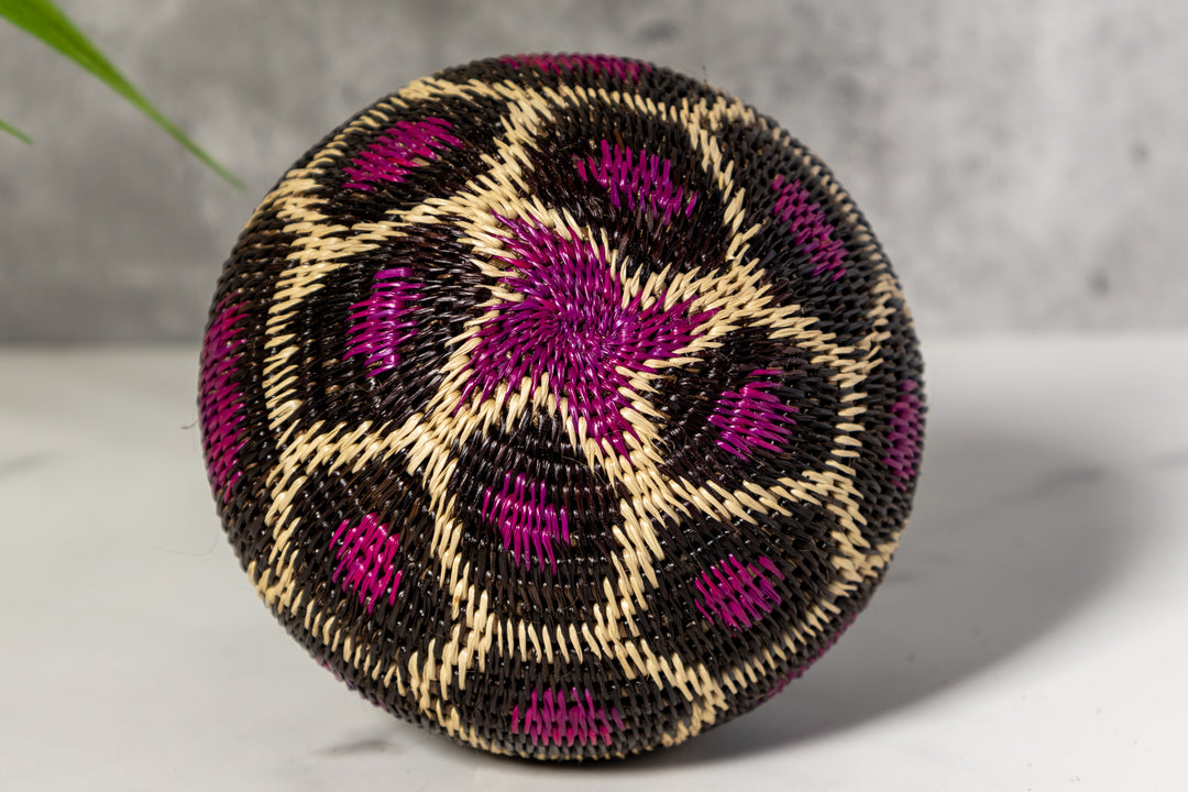 Purple White And Black Woven Basket