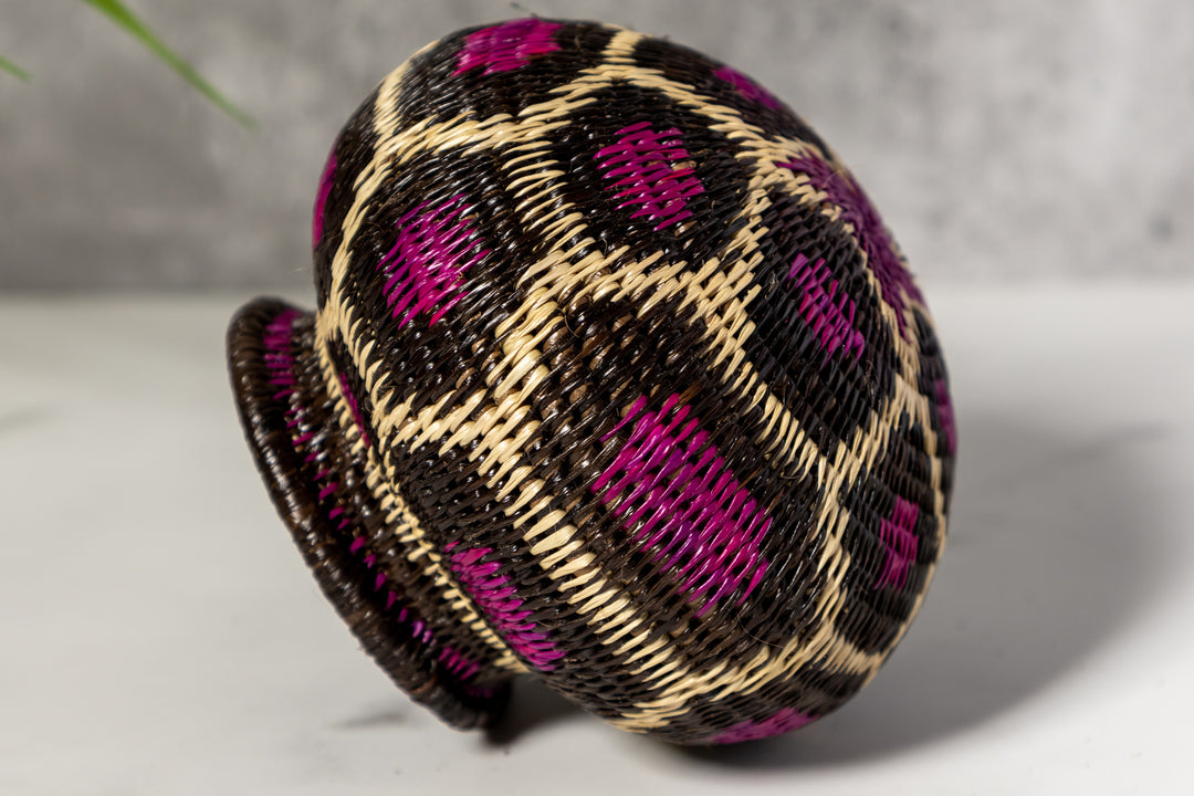 Purple White And Black Woven Basket