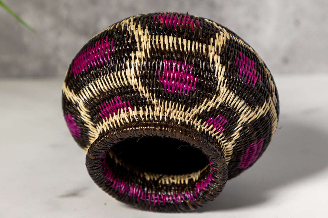 Purple White And Black Woven Basket