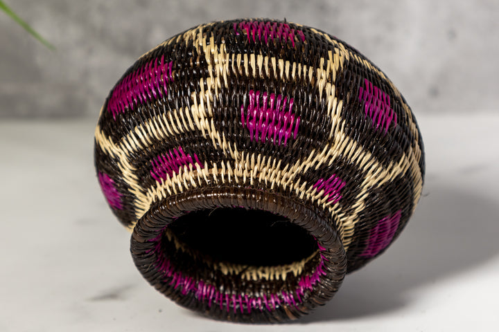 Purple White And Black Woven Basket