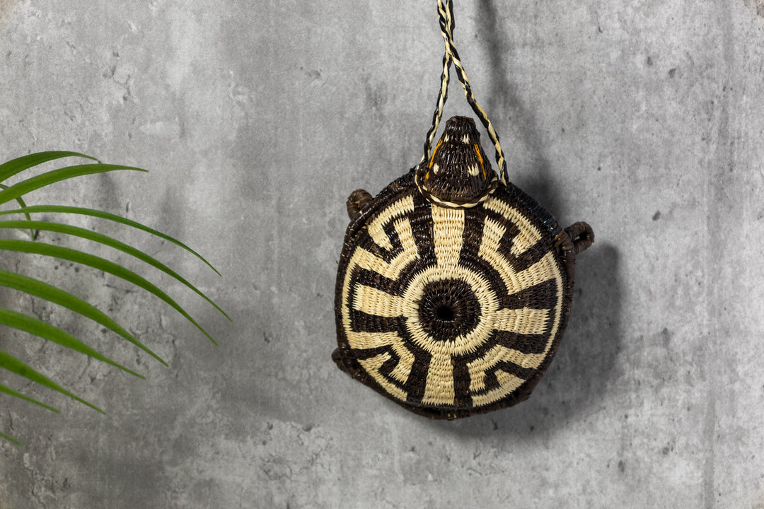 Black And White Turtle Purse Woven Basket