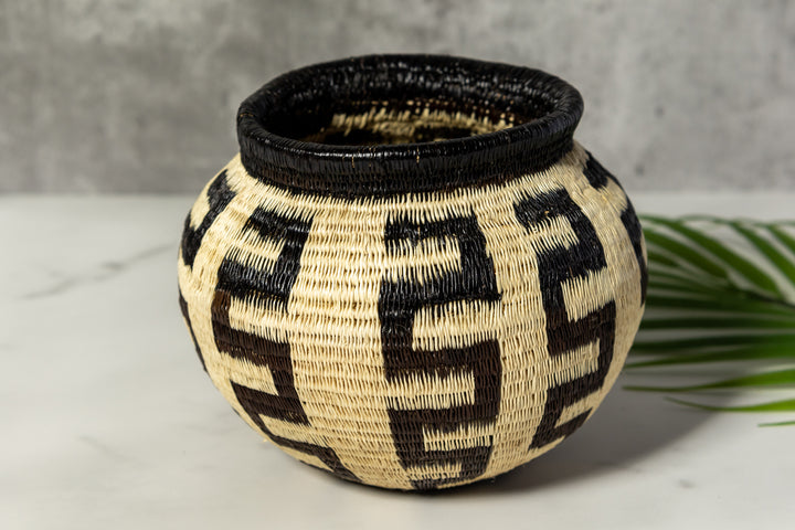 Black And White Southwest Design Woven Basket