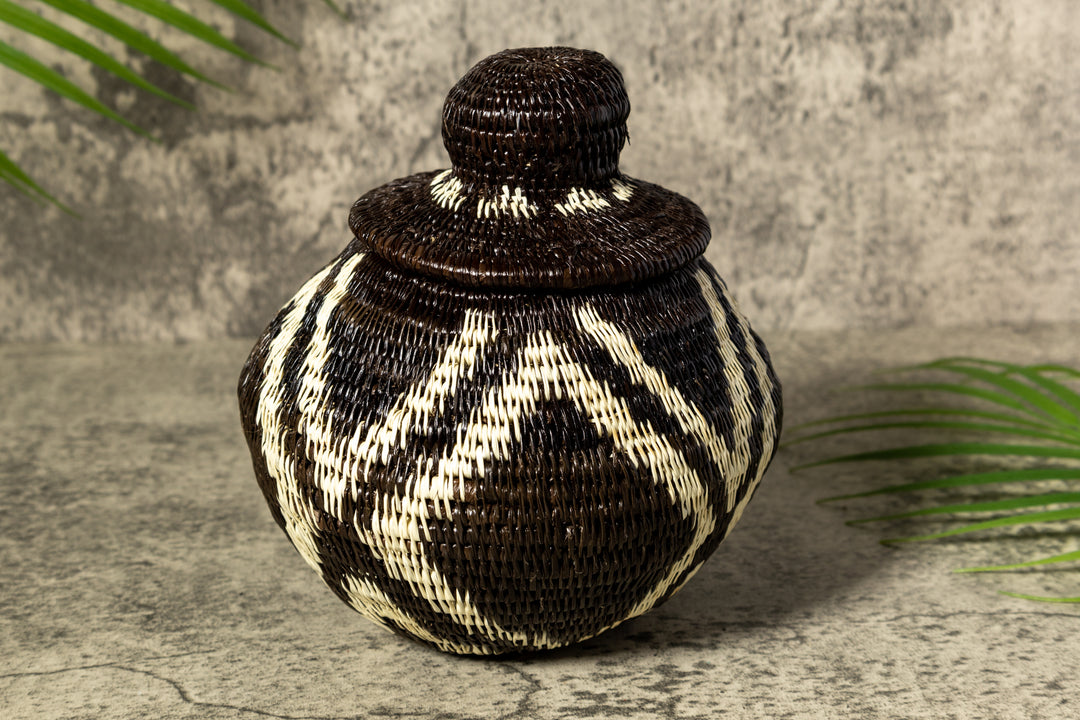 ZigZag Rainforest Serenity Woven Basket With Top