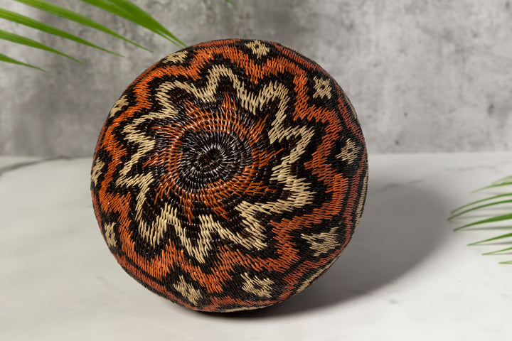 Orange Black And White Angry Waves Woven Basket