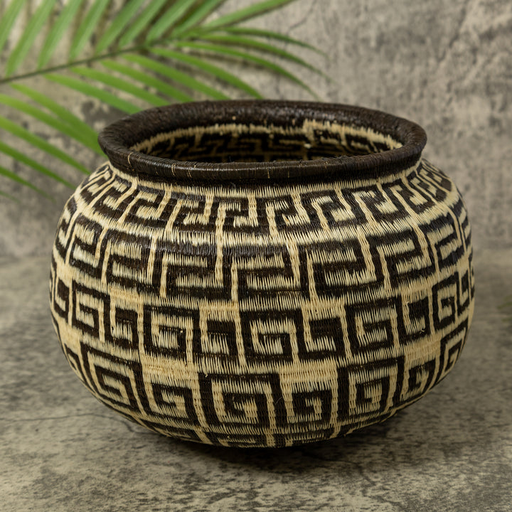 Black And White Greek Key Design Rainforest Basket