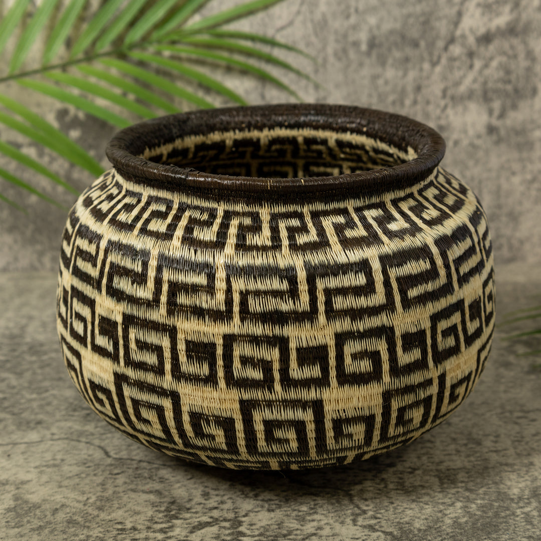 Black And White Greek Key Design Rainforest Basket