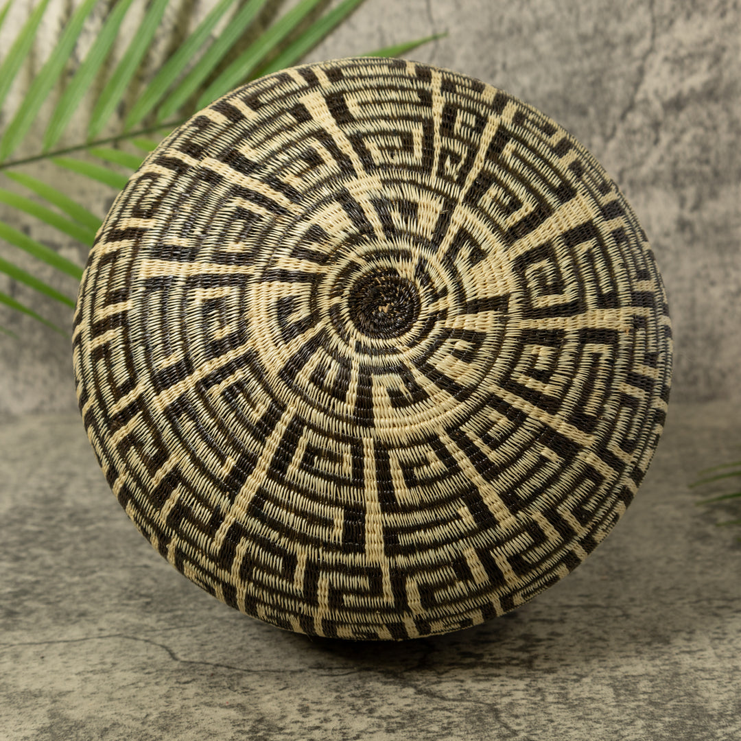 Black And White Greek Key Design Rainforest Basket