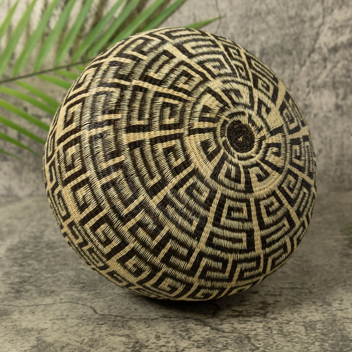 Black And White Greek Key Design Rainforest Basket