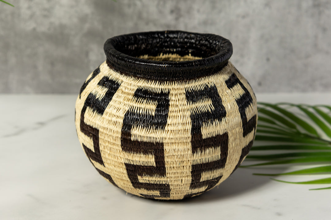 Black And White Southwest Design Woven Basket