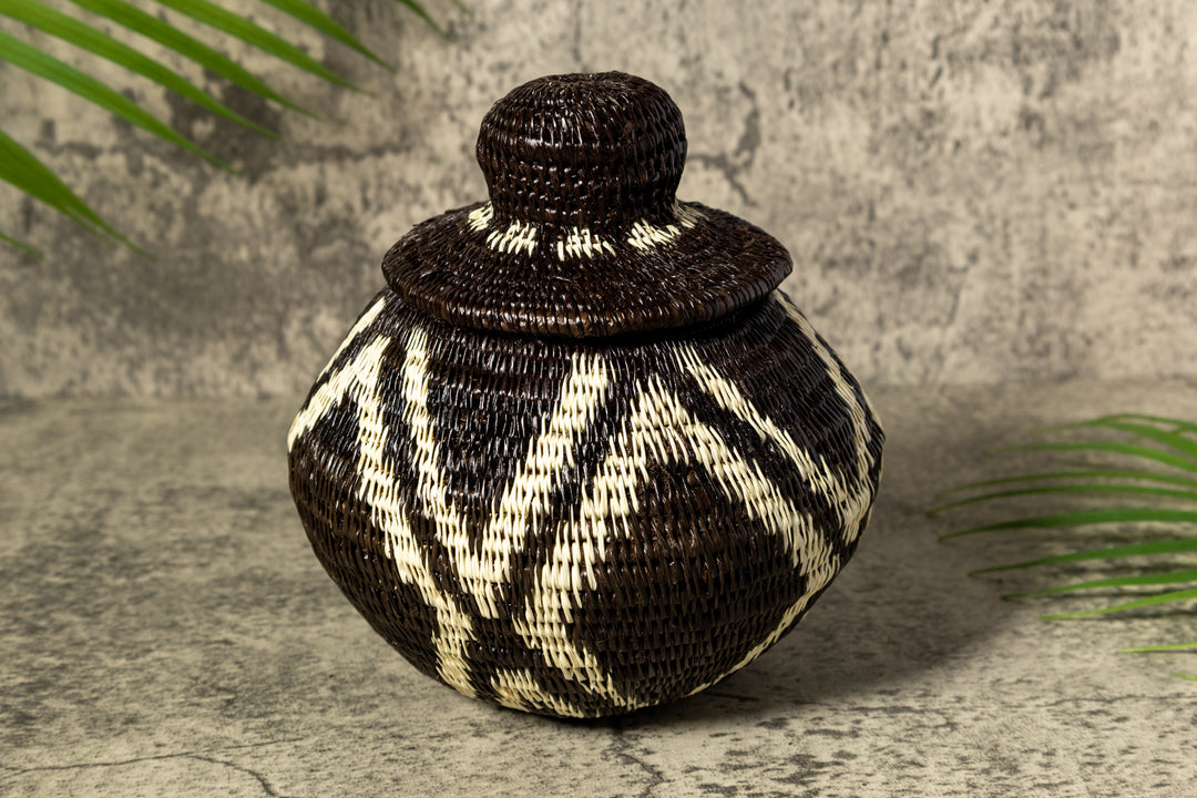 ZigZag Rainforest Serenity Woven Basket With Top