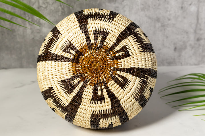 Black And White Greek Key Woven Basket