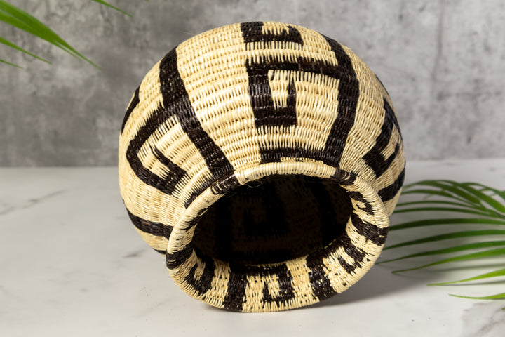 Black And White Greek Key Woven Basket