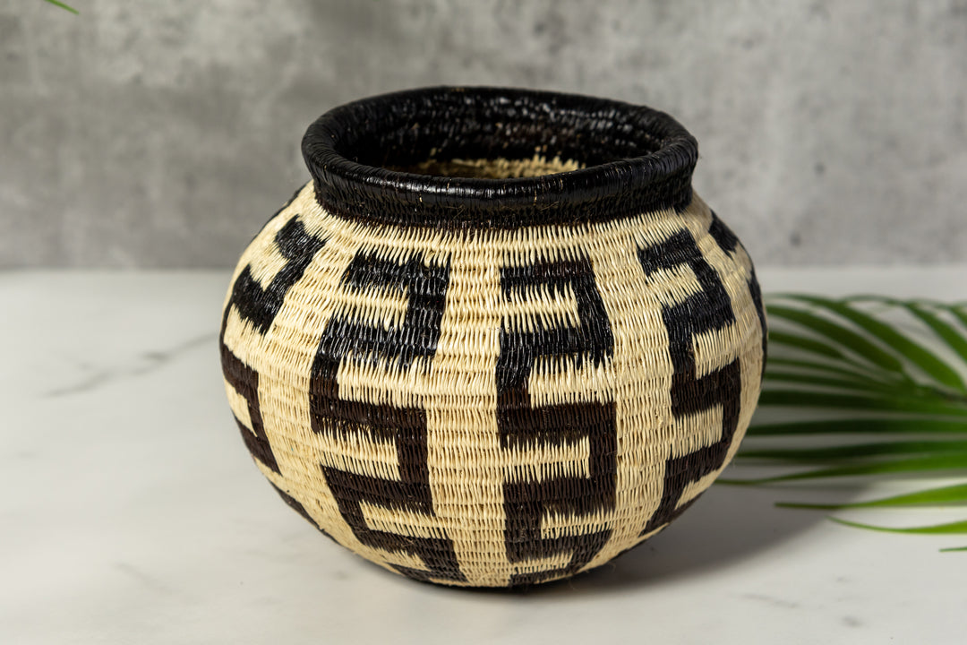 Black And White Southwest Design Woven Basket