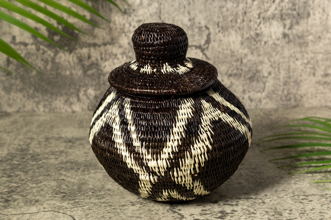 ZigZag Rainforest Serenity Woven Basket With Top