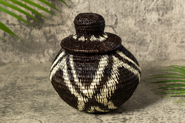 ZigZag Rainforest Serenity Woven Basket With Top