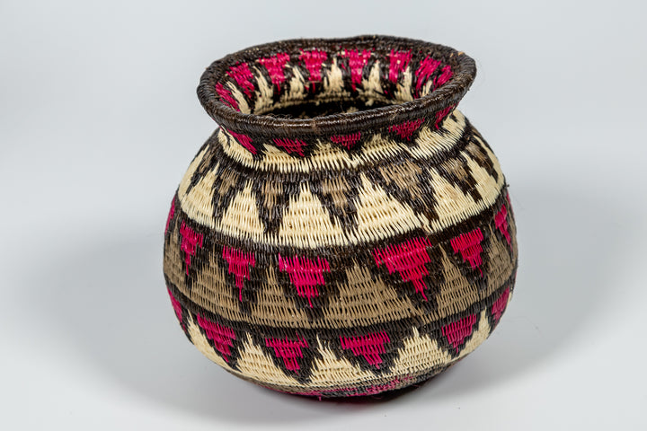 Violet Gray Black And White Diamond Woven Basket