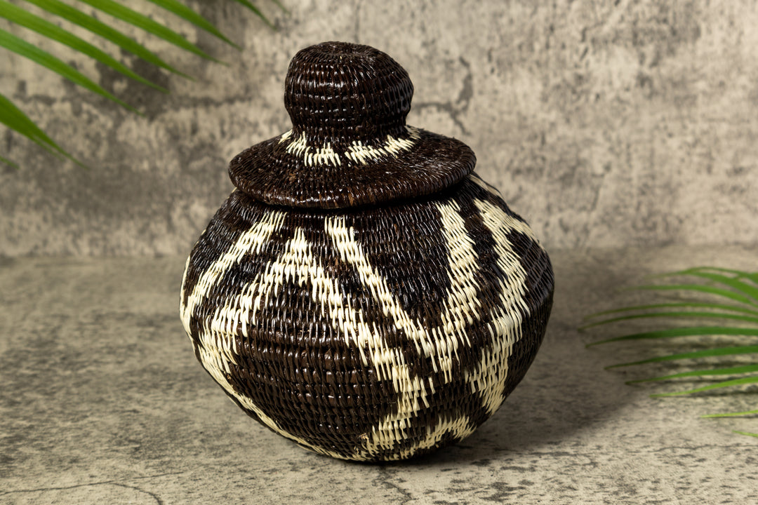 ZigZag Rainforest Serenity Woven Basket With Top