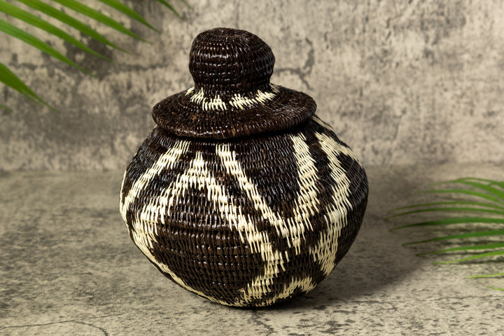 ZigZag Rainforest Serenity Woven Basket With Top