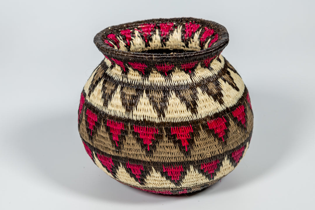 Violet Gray Black And White Diamond Woven Basket