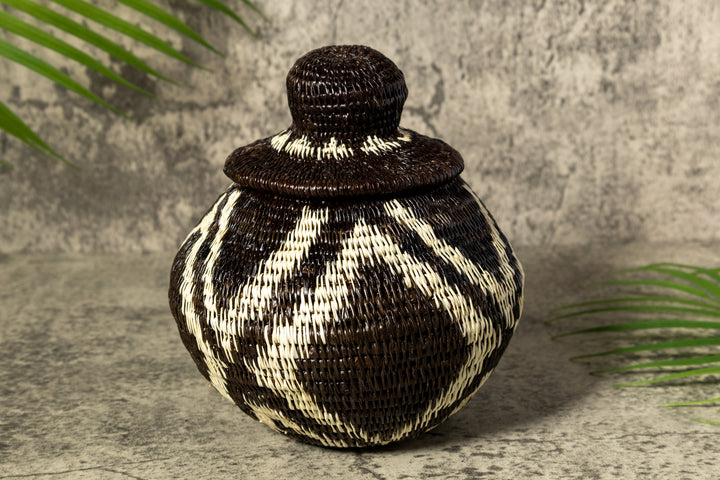 ZigZag Rainforest Serenity Woven Basket With Top