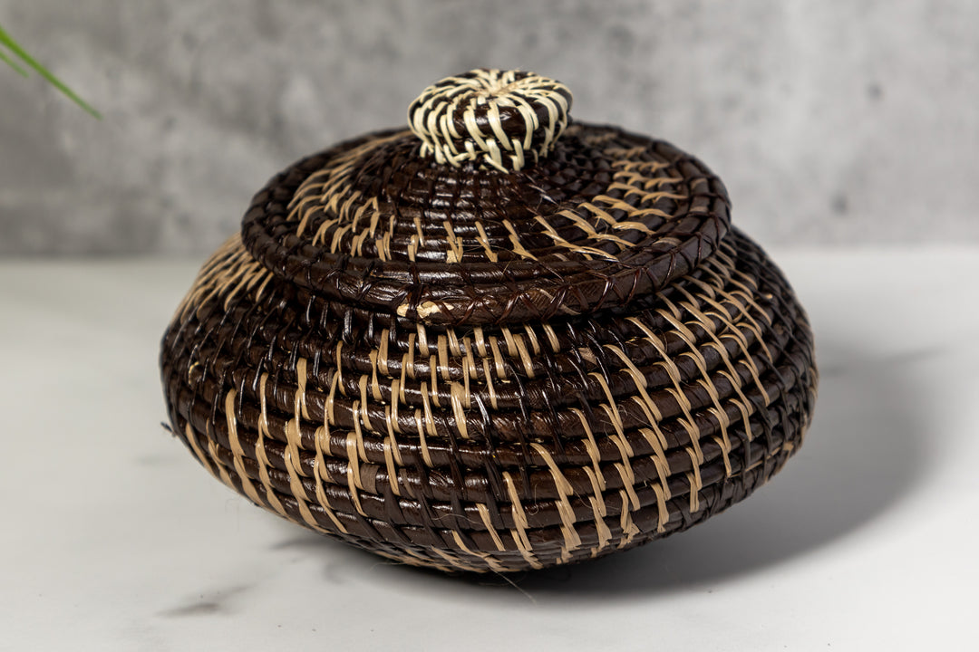 Small Black And Mauve Rainforest Basket With Top