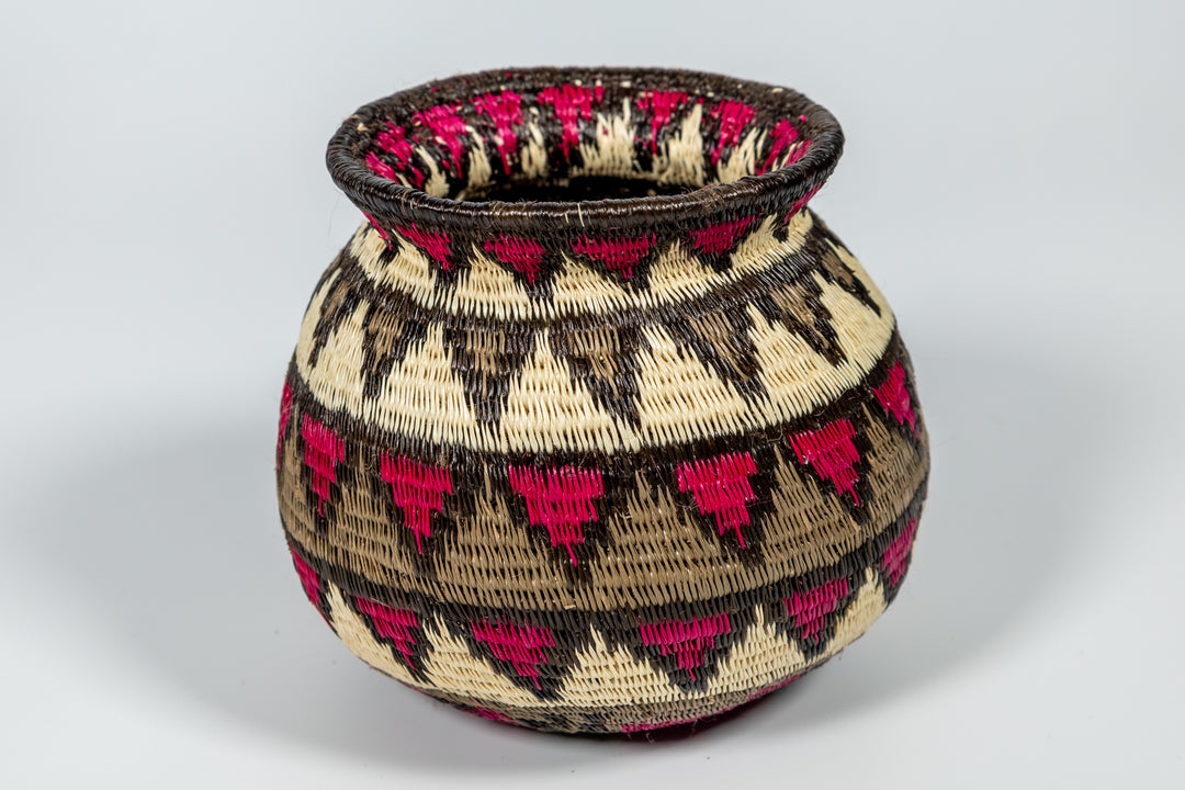 Violet Gray Black And White Diamond Woven Basket