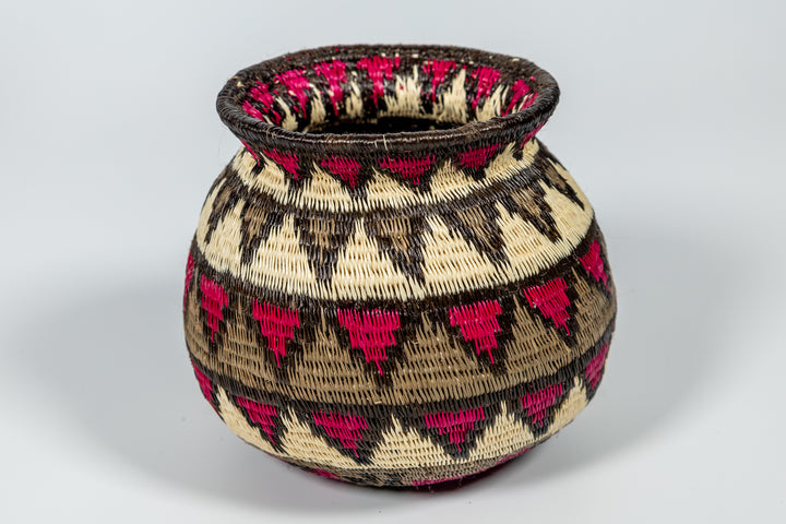 Violet Gray Black And White Diamond Woven Basket