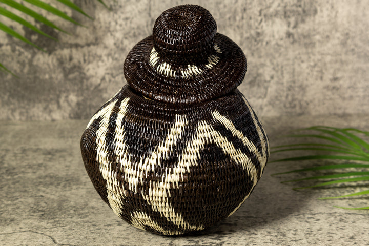 ZigZag Rainforest Serenity Woven Basket With Top