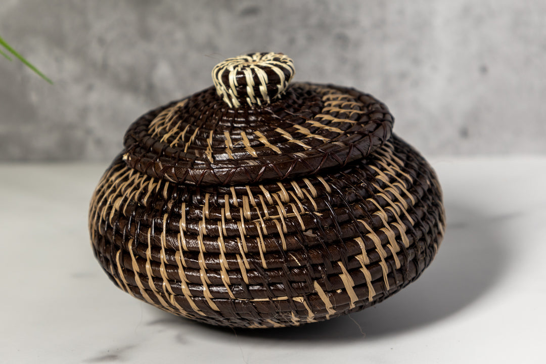 Small Black And Mauve Rainforest Basket With Top