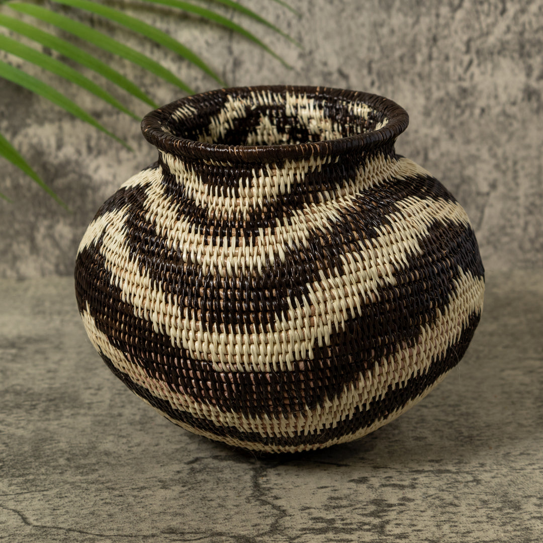 Black And White Swirling Ocean Waves Jungle Rainforest Basket