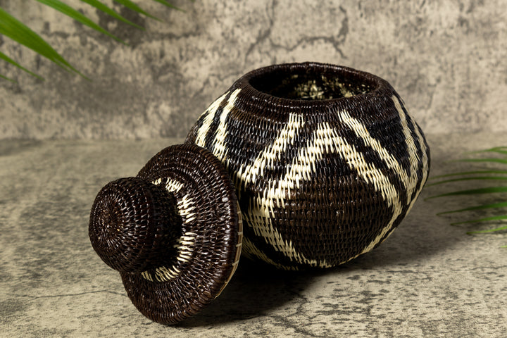 ZigZag Rainforest Serenity Woven Basket With Top