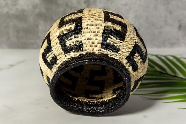 Black And White Southwest Design Woven Basket