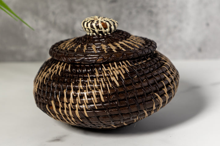 Small Black And Mauve Rainforest Basket With Top