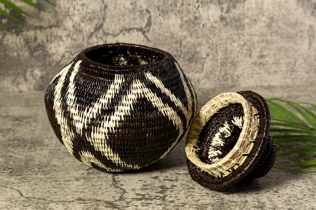 ZigZag Rainforest Serenity Woven Basket With Top