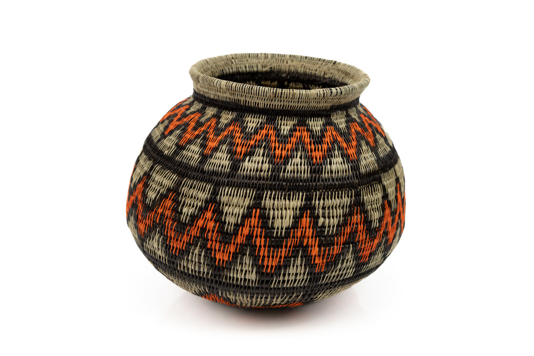 Orange Black and Gray Woven Basket