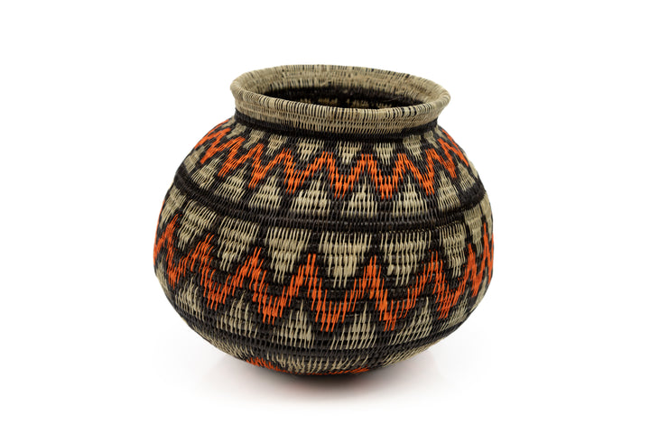 Orange Black and Gray Woven Basket