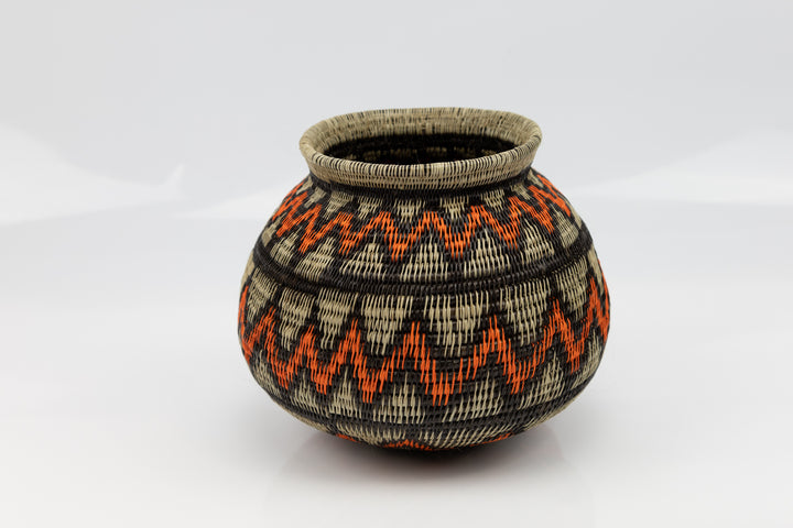 Orange Black and Gray Woven Basket