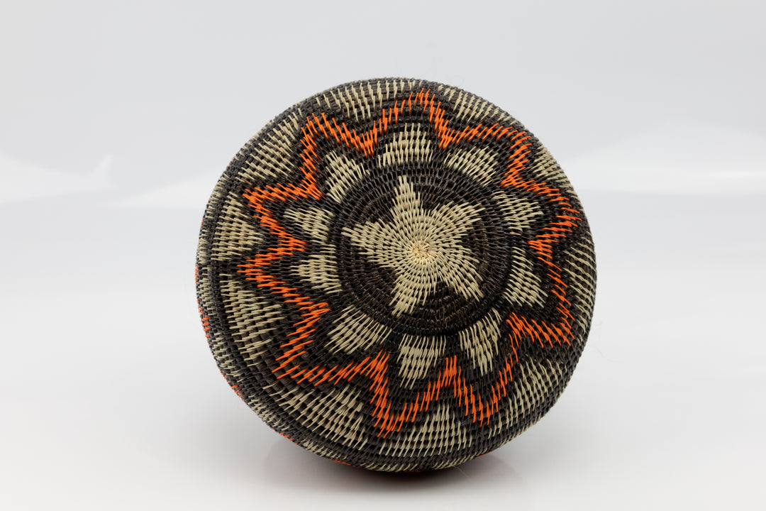 Orange Black and Gray Woven Basket