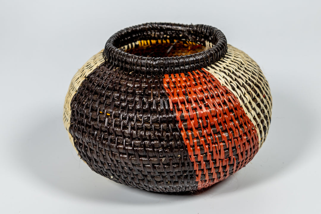 Brown Black White And Gold Classic Woven Basket